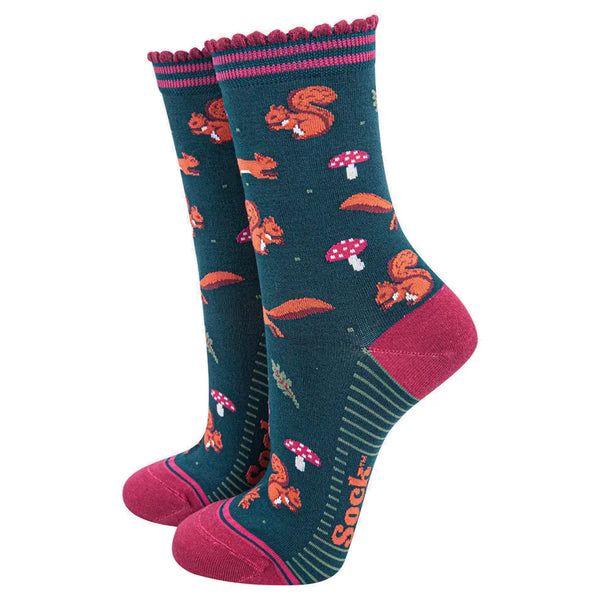 Unisex Squirrel and Toadstool Socks
