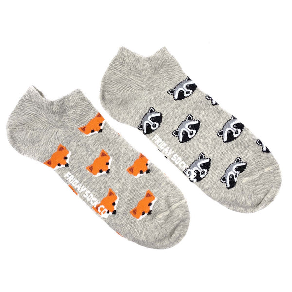Men's Fox and Raccoon Ankle Socks