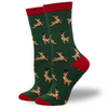 Women's Leaping Reindeer Silky Soft Bamboo Socks