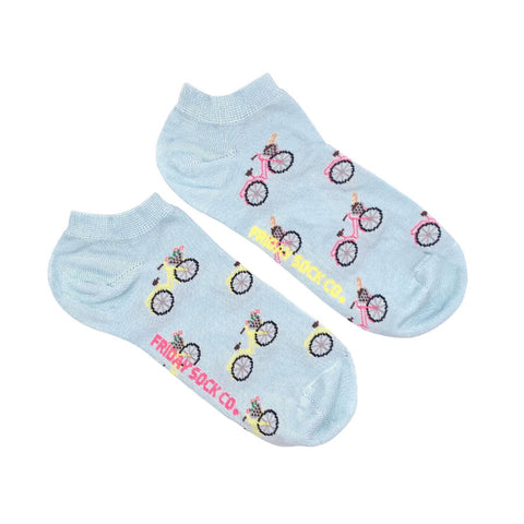 Women's Pink and Yellow Bikes Ankle Socks